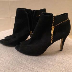 Marc Fisher black suede peep toe booties